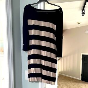 Striped Black and Cream Women's Dress WHBM